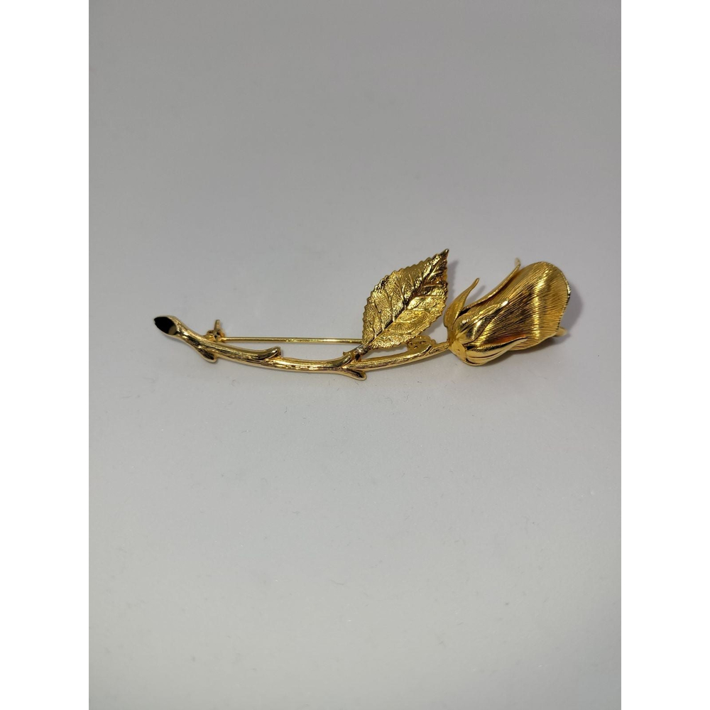 Vintage gold rose brooch - Picture 3 of 4